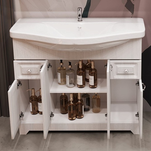 Stella Polare Тумба с раковиной Кармела 100 люкс белое серебро – картинка-3